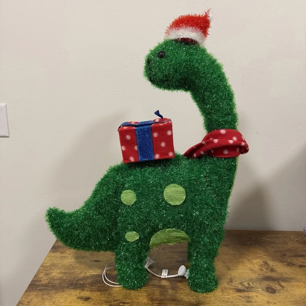 Wondershop Lit Tinsel Dinosaur Brontosaurus Christmas Holiday Yard Decor 27.5
